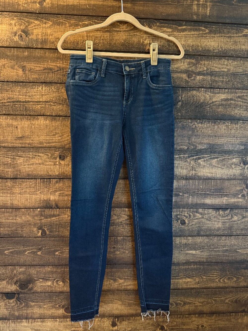 Prosperity Slim Ankle Jeans Womens 27 Dark Wash Raw Hem Stretch Denim